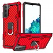 Armor PC + TPU Shockproof Case with 360 Degree Rotation Ring Holder f. Galaxy S21+ (Red)