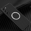 Carbon Fiber Texture MagSafe Magnetic Phone Case f. Galaxy S23+ 5G (Black)