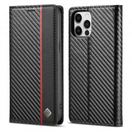 Carbon Fiber PU+TPU Horizontal Flip Leather Case m. Holder/Card Slot/Wallet (Vertical Black) f. iPhone 12 Mini