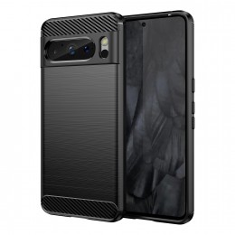 Carbon Fiber Brushed Texture TPU Case f. Goggle Pixel 8 Pro (Black)