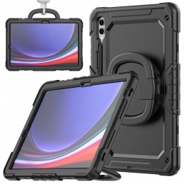 Silicone Hybrid PC Tablet Case m. Handle Holder f. Galaxy S10+/S9+ (Black)