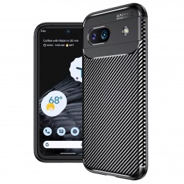 Carbon Fiber Texture Shockproof TPU Phone Case f. Google Pixel 8a (Black)