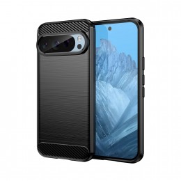 Carbon Fiber Brushed Texture TPU Case f. Goggle Pixel 9 (Black)