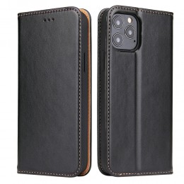 ECHTLEDER Horizontal Flip Leather Case with Holder/Card Slots/ Wallet f. iPhone 12 Mini (Black)