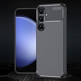 Carbon Fiber Texture Shockproof TPU Phone Case f. Galaxy S24 5G (Black)