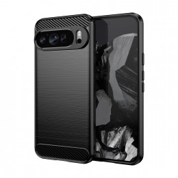 Carbon Fiber Brushed Texture TPU Case f. Goggle Pixel 9 Pro XL (Black)