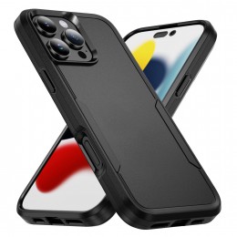 Armor Heavy Duty PC + TPU Shockproof Case w. Holder f. iPhone 16 Pro Max (Black)