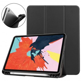 Custer Texture TPU Horizontal Flip Leather Case with Sleep / Wake-up Function & Three-folding Holder & Pen Slot f. iPad Air 11(2024) 2022/2020 10.9 (Black)