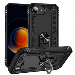 Shockproof TPU Hybrid Case m. Holder f. iphone 16e (Black)