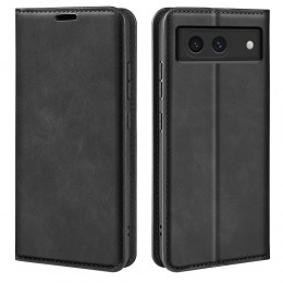 Retro-skin Magnetic Suction Leather Phone Case f. Google Pixel 8a (Black)