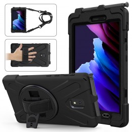 360° Swivel Kickstand PC + Silicone Tablet Case m. Pen Slot for Samsung Galaxy Tab Active 3 black