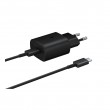 Original SAMSUNG USB Typ-C 25W Super fast charger schwarz (EP-TA800XBEG)+USB Type-C Male to USB-C / Type-C Male Fast Charging Cable 2m black