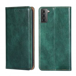 Gloss Oil Solid Color Magnetic Horizontal Flip Leather Case with Holder & Card Slot & Wallet f. Galaxy S21 (Green)