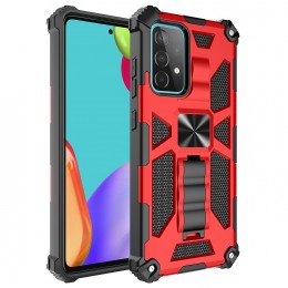 Shockproof TPU + PC Magnetic Protective Case m. Holder f. Galaxy A52 (Red)