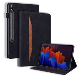 Business Shockproof Horizontal Flip Leather Case m.Holder/Card Slots/Photo Frame/Pen Slot/Sleep/Wake-up Function f. Galaxy Tab S8/S7 (Black)