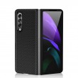 Solid Color Carbon Fiber Texture PU Shockproof Protective Case f. Galaxy Z Fold3 5G (Black)