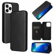 Carbon Fiber Texture Magnetic Horizontal Flip TPU + PC + PU Leather Case m. Card Slot f. iPhone 13 Pro (Black)