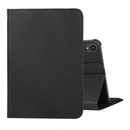 360 Degree Rotation Litchi Texture Flip Leather Case m. Holder f. iPad mini 6 (Black)