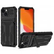 Armor Card PC+TPU Shockproof Case m. Card Slot & Invisible Holder f. iPhone 13 Pro Max (Black)
