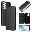 Carbon Fiber Texture Horizontal Flip PU Phone Case f. Galaxy A23 5G (Black) nicht für 4G