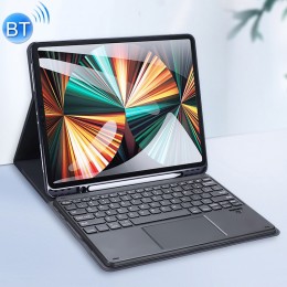 Bluetooth Keyboard Leather Case m Touchpad & Smart Sleep Function f. iPad Pro 12.9 2021/ 2020 / 2019 Black (keine deutsche Tastatur)