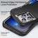3 in 1 Rugged Holder Phone Case f. iPhone 14 Pro Max (Black + Black)