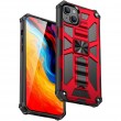 Armor Shockproof TPU + PC Magnetic Protective Phone Case m. Holder f. iPhone 14 (Red)