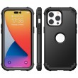 3 in 1 Shockproof Phone Case f. iPhone 14 Pro (Black)