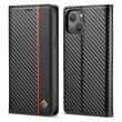 Carbon Fiber PU + TPU Leather Case f. iPhone 14 Plus (Black)
