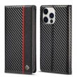 Carbon Fiber PU + TPU Leather Case f. iPhone 14 Pro Max (Black)