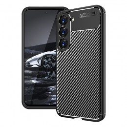 Carbon Fiber Texture Shockproof TPU Phone Case f. Galaxy S23 5G (black)