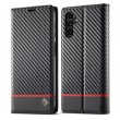 Carbon Fiber Leather Phone Case f. Galaxy A34 5G (Horizontal Black)1