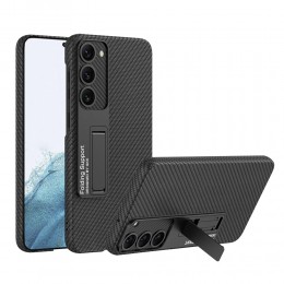 Leather Shockproof Phone Case m. Holder(Carbon Fiber)f. Galaxy S23+ 5G