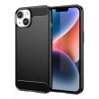 Brushed Texture Carbon Fiber TPU Phone Case f. iPhone 15 (Black)