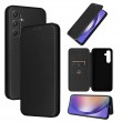Carbon Fiber Texture Magnetic Horizontal Flip TPU + PC + PU Leather Case m. Card Slot f. Galaxy A55 5G (Black)