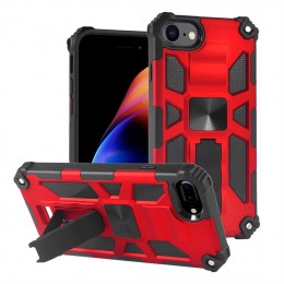 Shockproof TPU + PC Magnetic Protective Case with Holder f. iPhone SE 2020/8/7(Red)