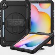 Shockproof Colorful Silicone+PC Protective Case m. Holder/Shoulder Strap/Hand Strap/Pen Slot f. Tab S6 Lite (Black) mit Schulter/Umhängegurt1
