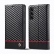 Carbon Fiber Leather Phone Case f. Galaxy S24 5G Black)