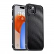 Carbon Fiber PC+TPU Protective Phone Case f. iPhone 15 (Black)
