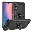 Shockproof TPU+PC Phone Case m. Holder f. Galaxy A25 5G (Black)