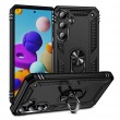Shockproof TPU+PC Phone Case m. Holder f. Galaxy A35 5G (Black)