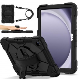 Contrast Color Robot C2 Silicone Hybrid PC Tablet Case f. Galaxy TAB A9+ (Black) m. mit SCHULTER/UMHÄNGEGURT