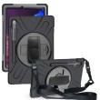 Shockproof Colorful Silicone + PC Protective Case m. Holder & Shoulder Strap/Hand Strap f. Tab S8+/S7+/S7 FE (Black) mit Schulter/Umhängegurt1