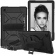 Contrast Color Robot Shockproof Silicone + PC Protective Case m. Holder f. Galaxy TAB A7 (2020) Black, mit Schulter/Umhängegurt