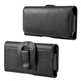Litchi Texture ECHTLEDER Belt Clip Horizontal Carrying Pouch (Black) f. 6.1-6.8 inch