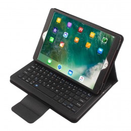 Bluetooth 3.0 Litchi Texture ABS Detachable Bluetooth Keyboard Leather Case m. Holder f. iPad Air / Pro 10.5  (2019) Black
