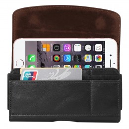 Lambskin Elastic Band Mobile Phone Universal Hanging Waist Leather Case . Card Slot f. iPhone SE 2020/8/7