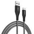 ROCK USB-C / Type-C to USB Metal Weave Style Fast Charging & Sync Round Data Cable(Black)