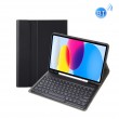 Lambskin Texture Bluetooth Touch Keyboard Leather Tablet Case m. Pen Slot f. iPad 10th Gen 10.9 2022 (Black) keine deutsche Tastatur)