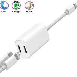 ZS-S1801 2 in 1 8 Pin Male to 8 Pin Charging + 8 Pin Audio Female Connector Earphone Adapter, Support Calls,